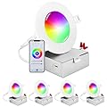 LUXRITE 4 Inch Smart LED Recessed Lighting, RGBW Color Changing, WiFi App and Voice Control, Compatible with Alexa and Google Home, No Hub Required, 10.5W 700LM, CRI 90, IC Rated, Wet Rated (4 Pack)