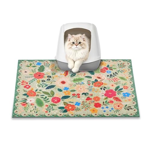 YOSEPATI Tappetino Lettiera Gatti, 60x40 cm Tappeto Lettiera Gatto, Intrappola il 100% della Lettiera, Impermeabile, Antiurina e Antiscivolo, Morbido per le zampe, Facile da Pulire, Tappetino per Cibo
