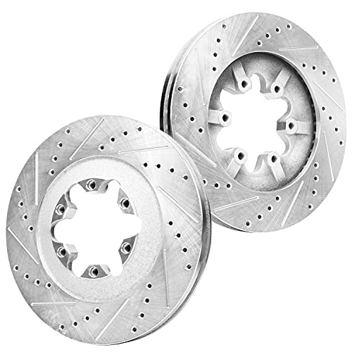 Image of Detroit Axle - Front Brake Rotors for 2009-2012 Chevrolet Colorado GMC Canyon Drilled & Slotted Brake Rotors 2010 2011 Replacement Brakes and Rotors