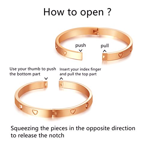 Christmas Gift MVCOLEDY Jewelry Gold /White Gold Plated Bangle Bracelet Heart Stone Stainless Steel with Crystal Bangle Bracelets for Women Jewelry Size 6.7 Inches2