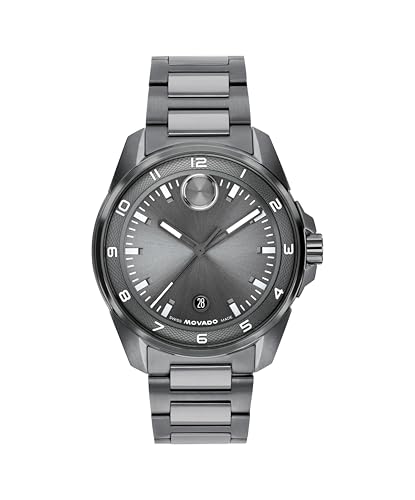 Image of Movado Bold Verso S Men's Watch - Swiss Quartz Movement, 42 mm, Stainless Steel Case, Link Bracelet, Date Display