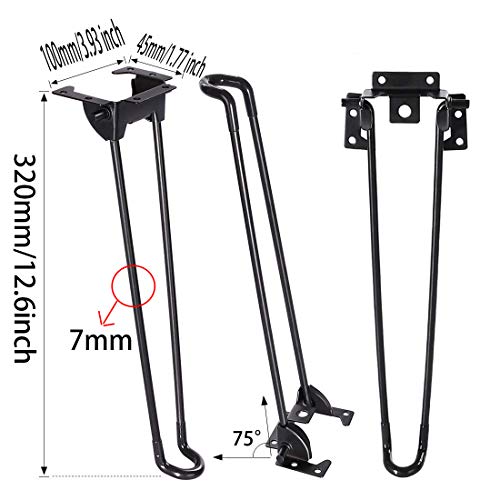 Enenes 4PCS Folding Hairpin Table Legs 12.6 Inch Heavy Duty Steel Legs, Tool-Free Installation Space-Saving Design for Coffee Tables, Desks, Indoor Outdoor Furniture - Thumbnail 6
