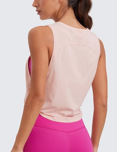Image of CRZ YOGA Pima Cotton Dropped Armhole Tank | Workout, Naturally Soft, Loose Fit, Crop, Crewneck, Knotted Sides, Sleeveless Tops for Women