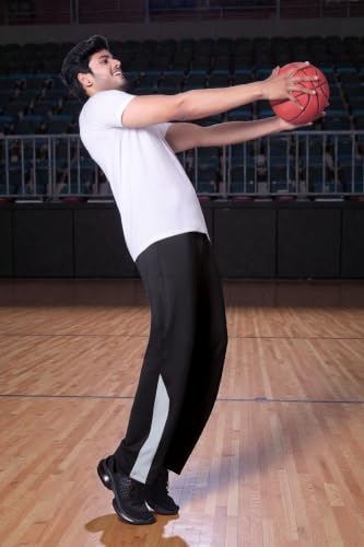 Image of Flapfit Men's Solid Pattern Spandex Track Pant with Ankle Length Drawstring Closure Type and Loose Fit Jogger Style