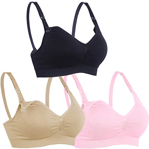 BAOMOSI Womens Nursing Bra for Breastfeeding Seamless Clip Down Push Up Padded Maternity