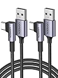 UGREEN Câble USB C Coudé 1M et 2M Lot de 2 Chargeur Type C Câble USB C Rapide 3A Nylon Tressé Compatible avec Galaxy S21 S20 S10 S20 Fe A20e A51 A50, Redmi Note 10 Pro Note 9 Pro, Manette PS5