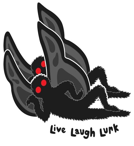 United By Color Mothman Live Laugh Lurk Sticker (2 Pk) 4″ - Strong Adhesive Waterproof Mothman Bumper Sticker - No Fade, Used for Truck, Car, Helmet, Laptop, RV, Water Bottle, Boat