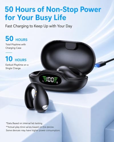 Boytond Ultra Open Ear Earbuds - Comfortable Clip-On Bone Conduction Earbuds, Over-The-Ear Open Headphones with Waterproof Build for Running, Gym Workouts, and Outdoor Sports, Shadow Black - image 7