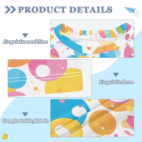 Confetti Cartoon Colorful Dots Circle Bathing Suit Girls Short Sleeves Volleyball Shirts Swimwear Beach Tops 3T3