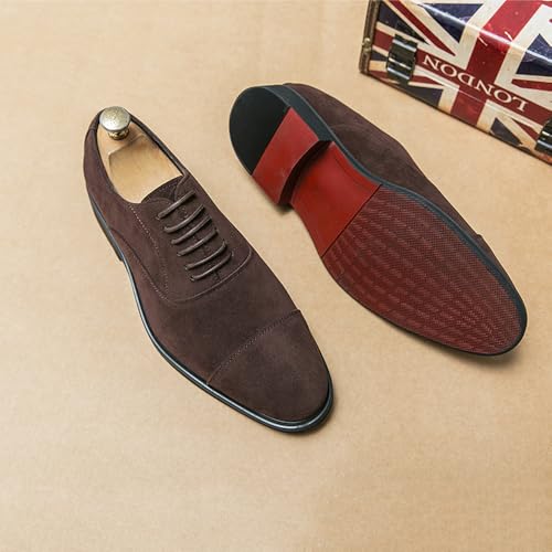 Santimon Men's Suede Oxford Dress Shoes Modern Cap Toe Lace-Up Derby Shoe for Business, Weddings & Formal Events3