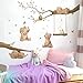 Runtoo Bear Wall Stickers Woodland Animal Tree Branch Wall Decals for Kids Bedroom Baby Nursery Home Decor