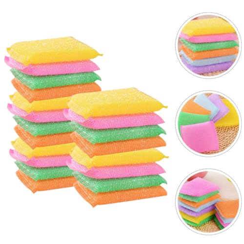 Image of CLISPEED 20pcs Multi-Purpose Scouring Pad Non-Scratch Cleaning Sponges for Pots Pans Dishes Utensils Non-Stick Cookware Kitchen Bathroom Dish Sponge, 9.50X8.00X1.50CM