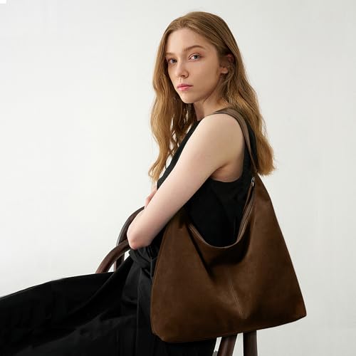 Image of KALIDI Casual Tote Bag Vegan Leather Hobo Zipper Work Bag Weekender Shoulder for Women Shoulder Travel Purse