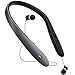 Bluetooth Headphones,Retractable Earbuds Neckband Foldable,Neck Wireless Bluetooth Headset Sweatproof Sports Noise Cancelling Microphone HD Stereo,Voice Command Assistant-Titanium Black