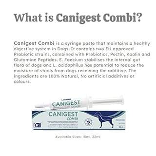 Canigest Combi - Diarrhea Treatment for Dogs | Stop Diarrhea in Hours | Combination of Pectin + Kaolin + 2 Probiotics + 2 Prebiotics | No Recurrence of Symptoms for Months - 32mL
