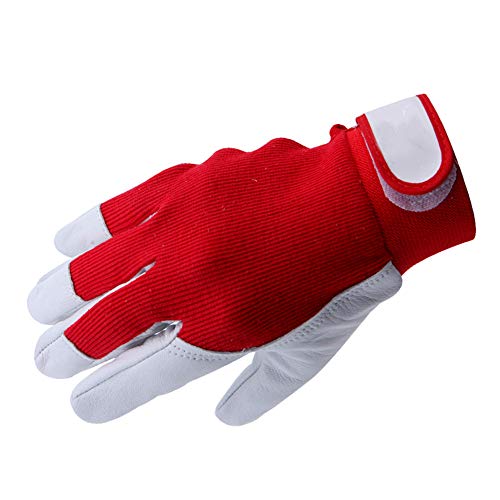 Gants De Soudage, Gants De Sécurité Soudés En Peau De Mouton Rouge Soudés Pour Arc, Tig, Bâton, Soudage Mig, Rouge Et Blanc,5Pair