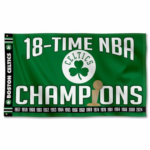 Boston Celtics 18 Time NBA Champions Printed Header 3x5 Premium Banner Flag