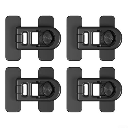 Lot de 4 verrous de sécurité pour enfants pour armoires et tiroirs avec mécanisme rotatif, installation facile, aucun outil nécessaire, serrure de réfrigérateur pour la maison et la cuisine (noir)