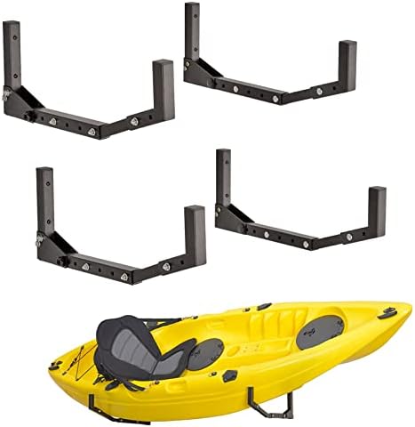 Stormann Freestanding Kayak Storage Rack Wall Mount Heavy Duty Adjustable Hooks Kayak Storage Hanger Indoor Outdoor for 2 Kayaks or Canoes