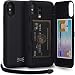 TORU CX PRO II iPhone Xs Wallet Case Black with Hidden Credit Card Holder ID Slot Hard Cover, Strap, Mirror & Lightning Adapter for Apple iPhone Xs (2018) / iPhone X (2017) - Matte Black