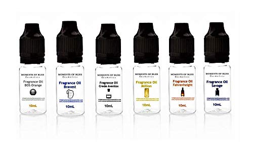 6 aceites de fragancia masculina de 10 ml altamente concentrados adecuados para jabones, bombas de baño, difusores de caña, lociones, aerosoles, sales