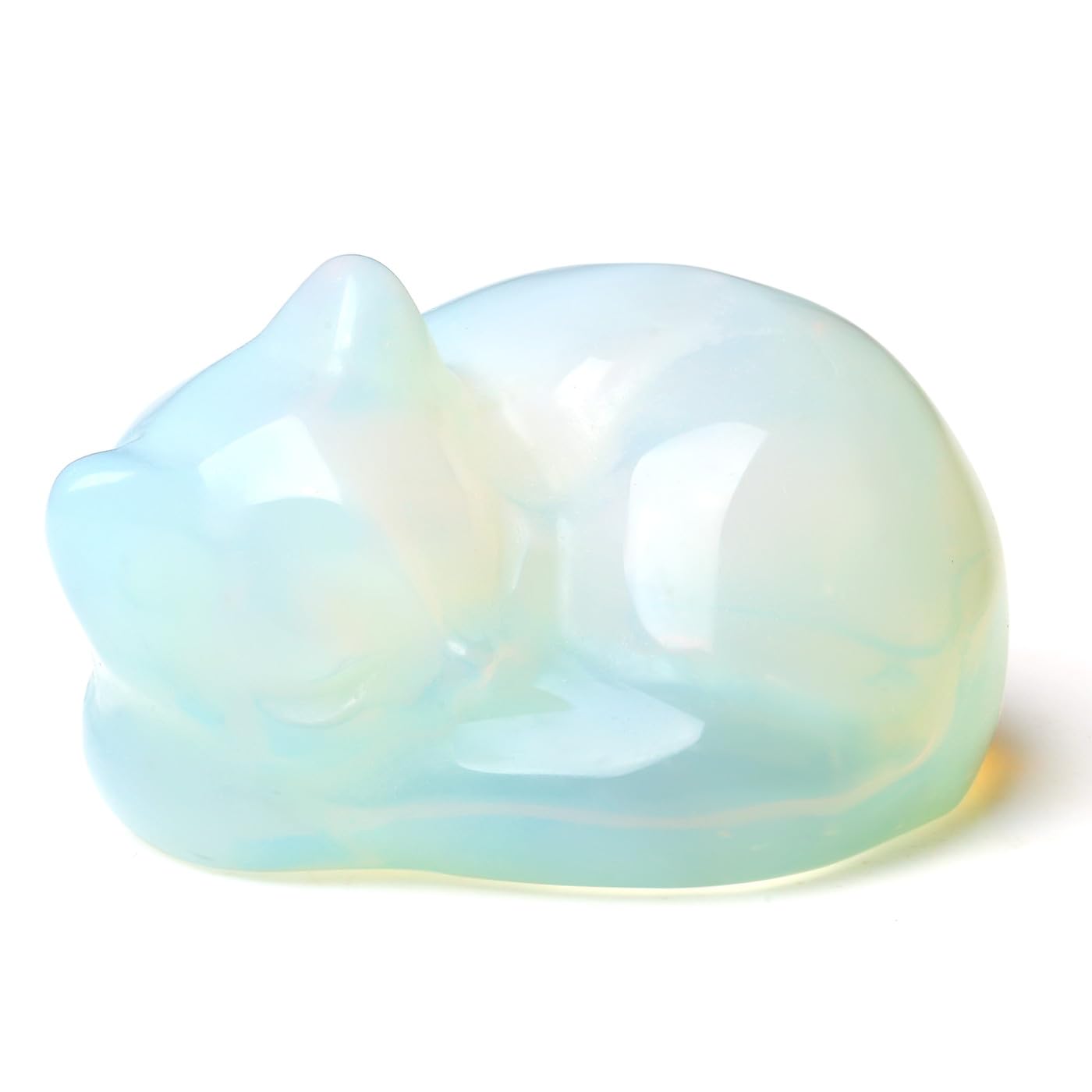 XIANNVXI Opalite Cat Ornament Figurine Opalite Crystal Cat Lover Gifts,38mm Opal Crystal Figurine Cute Desk Decor Shelf Office Decor