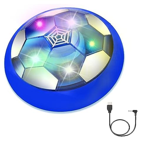 JRD&BS WINL Football Toys for Kids Light Up LED Hover Soccer Ball Toys for Boys Gifts Indoor Game Indoor Football Air Soccer Floating Ball Training Ball Playing Football for Children Gifts Blue Cover
