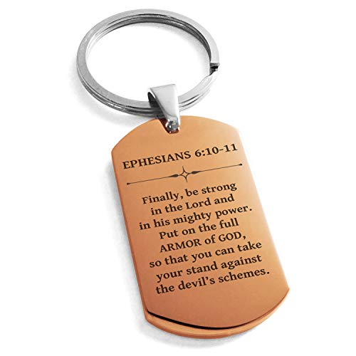 Stainless Steel Armor of God Ephesians 6:10-11 Dog Tag Keychain Keyring