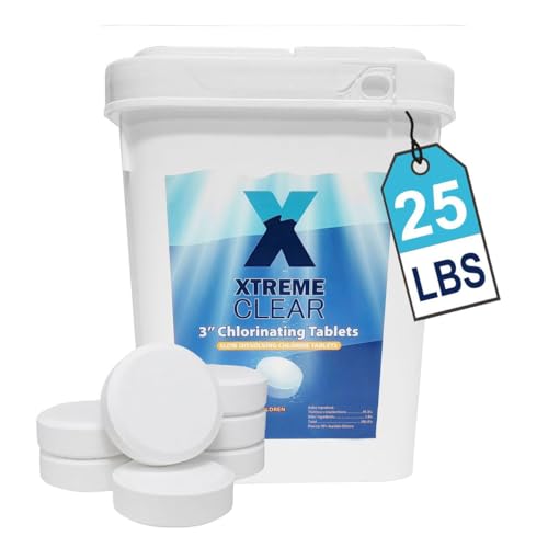XtremeClear 25 Pound Bucket 3 Chlorine Tablets Bucket 25 lbs Chlorinating Tabs for Swimming Pools Advanced Slow Dissolving