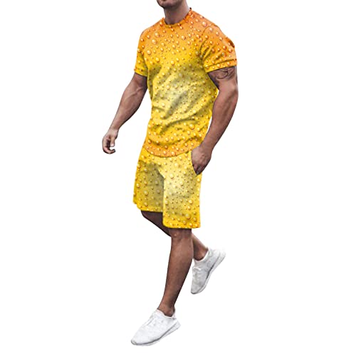 Oktoberfest Herren Outfit 2-teilig Kurzarm T-Shirt + Kurze Hose Sets,...