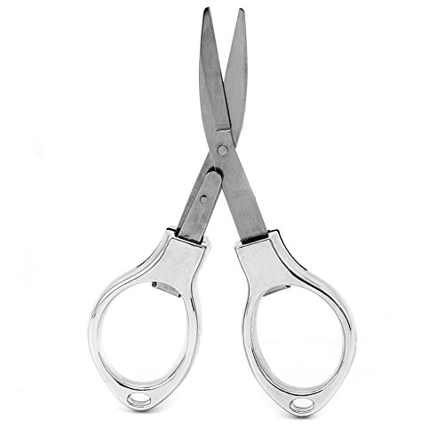 Julyshop Mini Stainless Steel Folding Scissors Cutting with Keychain for Fishing Camping and More
