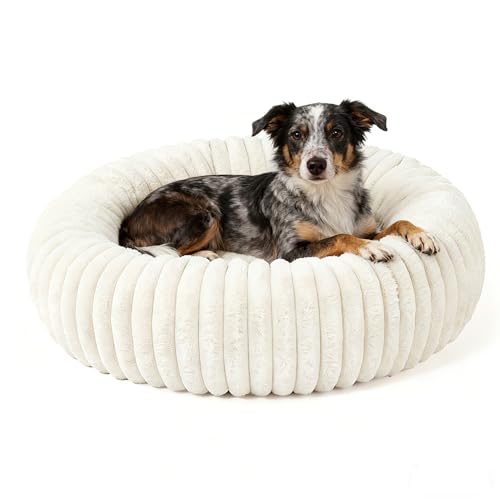 SHJOEE Ø50 cm Cuccia Cane Gatto Interno Morbida Cuscino per Cani e Gatti Rotondo Fluffy Peluche Letto Peloso a Ciambella Letti per Cani Lavabili Antiscivolo Lettino per Animali Domestici Piccola Media