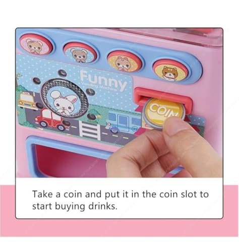 Image of Funny Vending Machine Toy for Kids with Coin Slot, Pretend Play Drink Dispenser, Blue and Pink, Ages 36 Months and Up