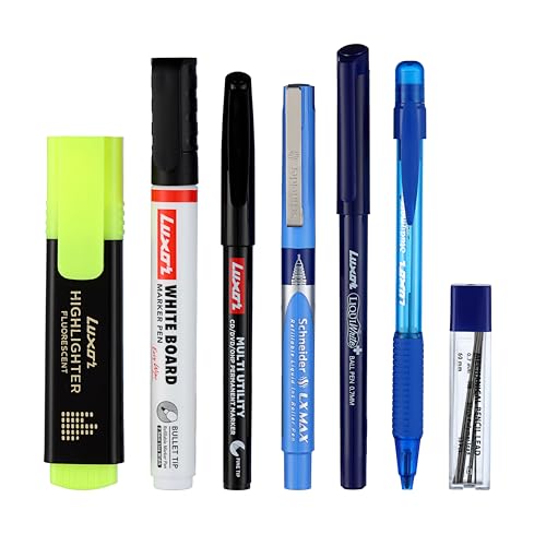 Image of Luxor Pro-Desk Set of 7 Assorted Combo | Perfect for Home and Office | Essential Stationery Item Kit | Writing tools | Office writing supplies