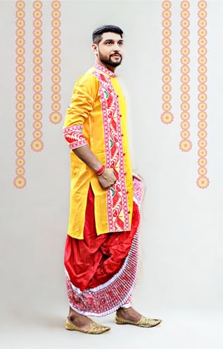 Image of Pure Cotton Full Sleeves Kurta with dupion silk Dhoti pant set (701)