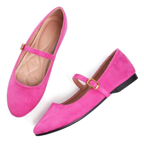 Image of LUXINYU Women's Slip on Flats,Classy Round Toe Solid Classic Mary Jane Ballet Dance Shoes Soft Comfortable PU Flat Shoes