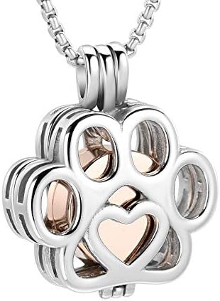 Pet Cremation Jewelry For Ashes For Dog/Cat Paw Stainless Steel Memorial Locket Urn Necklace Inside Mini Case Keepsake Cremation Jewelry Women Men