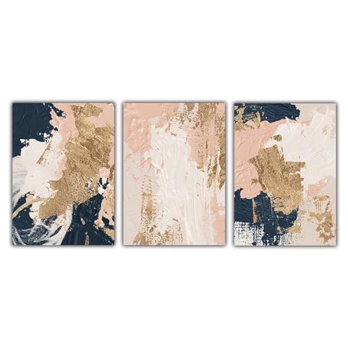 Toile impression photo affiche abstrait bleu rose or art mural - 6