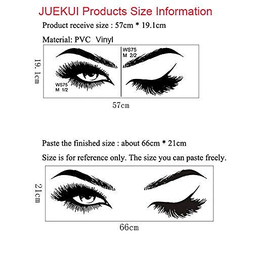 Eyes Wall Decal Fashion Eyelash Wall Sticker Women Beauty Quote Sticker For Bedroom Decoration Ws75 (Black) #TOP4