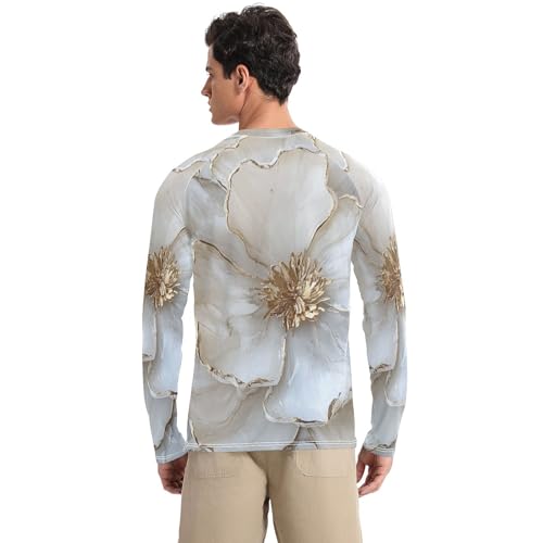 Marble White Beige Men's UPF 50+ Elastic Elasticity UV Sun Protection Shirts Hiking2