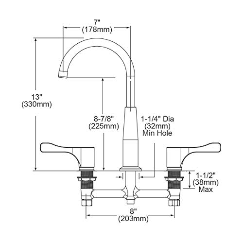 Elkay Lkd232Sbh5C Chrome Concealed Deck Mount Faucet With Gooseneck Spout And 4" Lever Handles + Stop #TOP2
