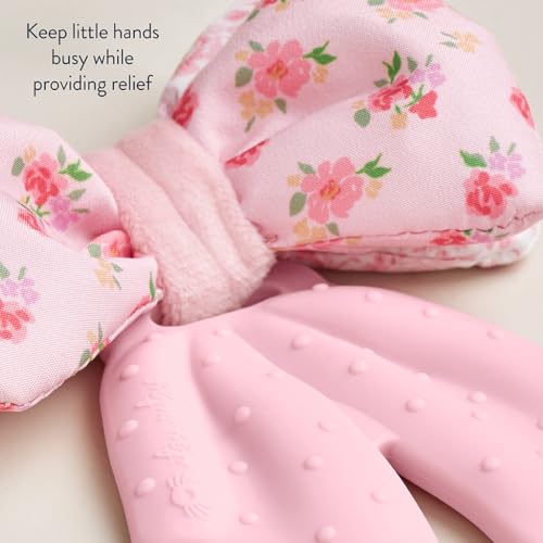 Image of Itzy Ritzy Crinkle Teether Toy - Bow Teething Toy Includes Silicone, Velour & Crinkle Material - Features Multiple Textures for Teething Relief - Designed for Ages 3 Months and Up (Bows)