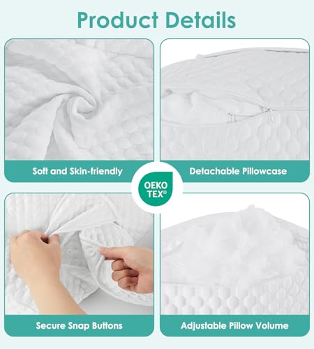 Image of Pregnancy Pillow Cooling for Sleeping, Detachable and Adjustable Double-Sided Support Maternity Pillow Skin-Friendly for Pregnant Women Back, HIPS, Legs(30Slope Design Verified by Expectant Mothers)