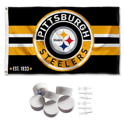 WinCraft Pittsburgh Steelers Patch Button Banner and Tapestry Wall Tack Pads
