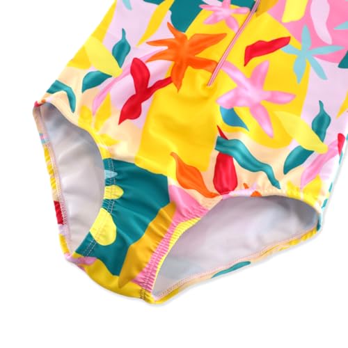 Image of Girls Long Sleeve One Piece Swimsuit Rash Guard Swimwear Zipper Quick Dry Bathing Suits Sun Protection UPF 50+ (Ages 4-12)
