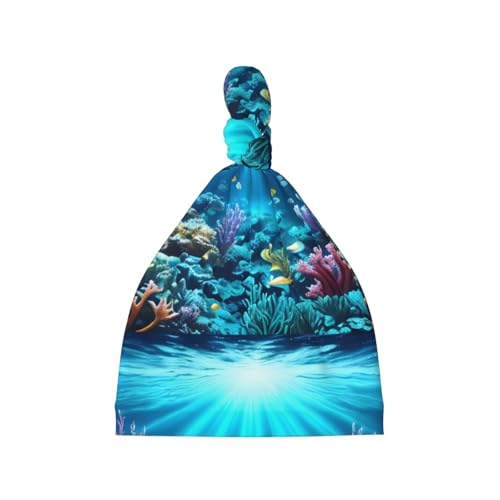 Baby Beanie Submarine Coral Rays Knotted Hat - Soft, Warm, Comfortable, Headwear for Newborns, 0-6 Months