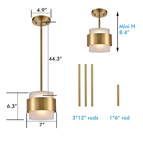Claxy Modern Gold Pendant Lights Mini Pendant Light For Kitchen Island Dining Room Bar Restaurant With Frosted Glass Shade Rod Hanging Light Fixture #TOP5