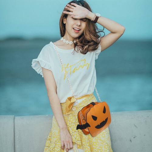 Gatuida Halloween Devil Crossbody Bag Women Pumpkin PU Leather Shoulder Bag, Halloween Tricks or Treats Handbag for Girls3