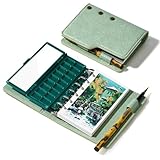 Portable Watercolor Sketchbook Set - 100% Cotton 5.1x3.0 Inch Hot Press 20 Sheets Binder Art Journal with 18-Well Ceramic Paint Palette & Travel Watercolor Brushes for Artists Outdoor Painting