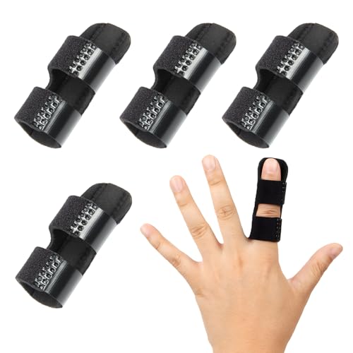 PUERFOCA 4 Pcs Trigger Finger Splint, Finger Splints Adjustable Finger Support Splint Finger Brace Splints Trigger for Broken, Strained, Sprained, Swollen Fingers